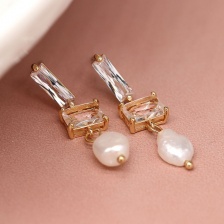 Golden, Crystal & Pearl Drop Earrings by Peace of Mind